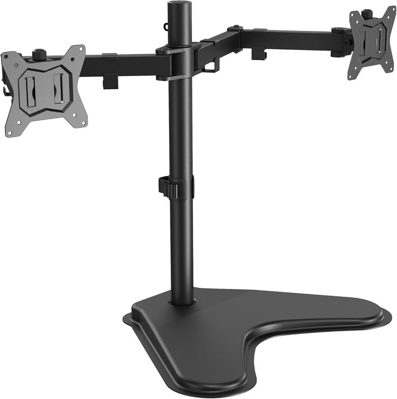 ErGear Freestanding Dual Monitor Stand for 2 Screens up to 32 inch, Heavy Duty Monitor Mount Holds Max 17.6 lbs per Arm, Height Adjustable Gaming Monitor Stand for Desk, VESA 75x75/ 100x100mm, Black - Image 1